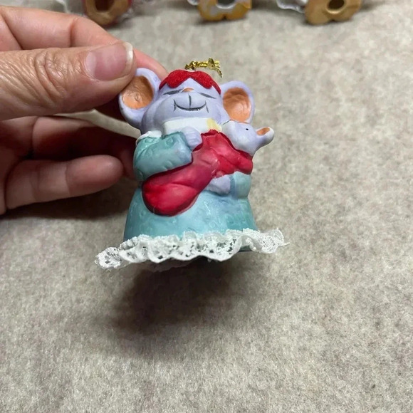 JASCO Caring Critters CHIMERS Porcelain Bell Vintage Christmas Ornament Lot of 4 - Picture 5 of 13
